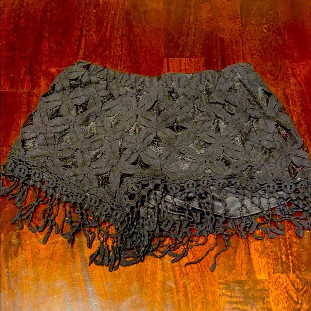 Black fringe shorts